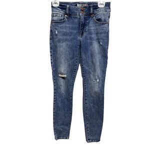 Cabi Distressed Skinny Jeans Women's Size 2 Medium Wash High Rise